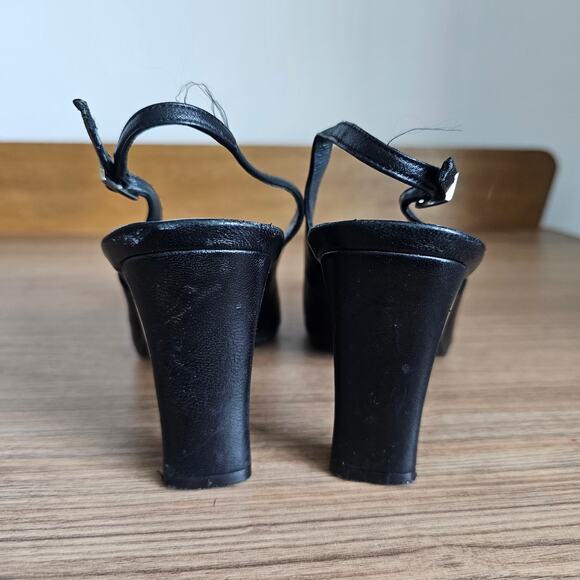 Stuart Weitzman Black Leather Slingback Heels Size 7.5 - Picture 6 of 10